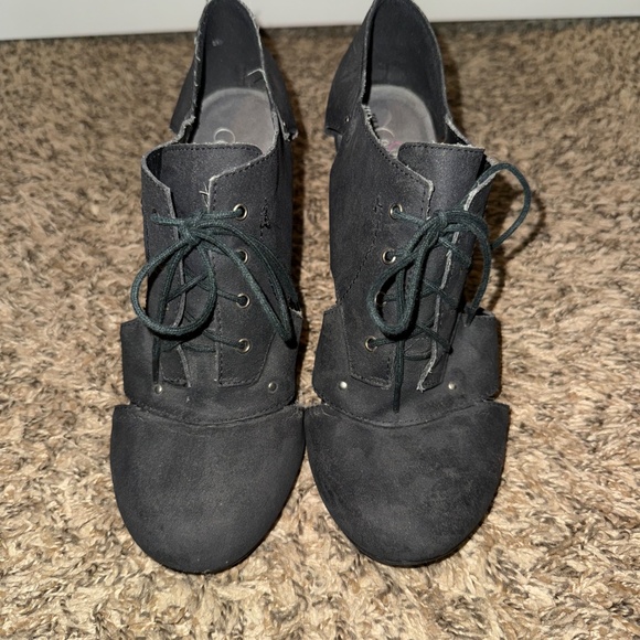 Women's Mia Amore - black lace up wedge booties - Picture 2 of 3